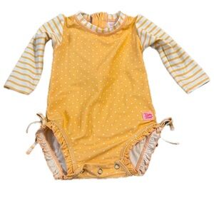 Ruffle butts 6-12 month orange polka dot rash guard swimsuit